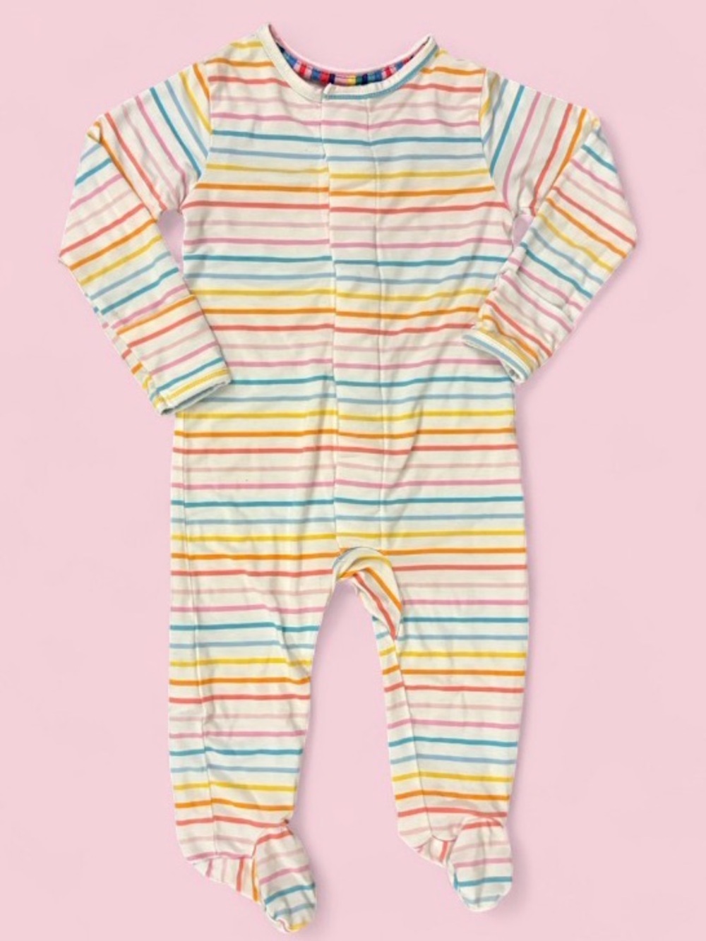 Magnetic Me Rainbow Stripe Modal Magnetic Footie Sleeper 3-6M